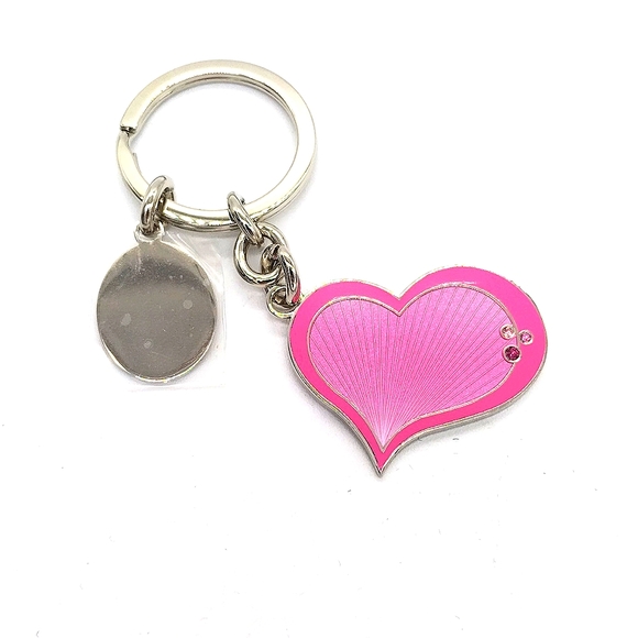 Things Remembered Accessories - Things Remembered Pink Heart with crystals Keychain Fob with engravable charm